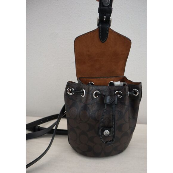 Coach CL458 Silver/Brown Black Signature Canvas Amelia Convertible Backpack - Picture 8 of 16